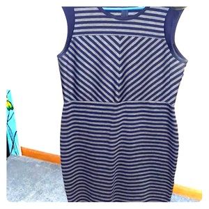 Navy blue and grey sleeveless dress